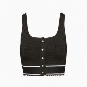 Babaton Knit Pearl Button Tank Black & White